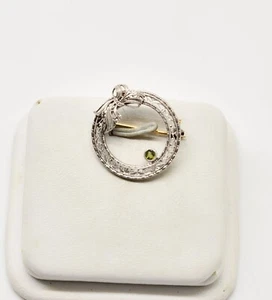 14k White Gold Circular Pin / Brooch Ribbon Design GOLD-2889 - Picture 1 of 4
