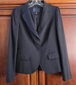 Banana Republic Blazer Jacket Womens Sz 6 Navy Blue 2 Button Career Wool Stretch - Picture 1 of 6