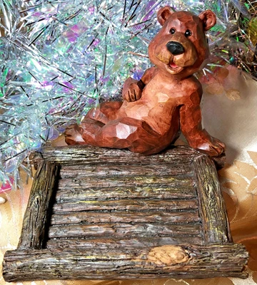 Jabonera rústica de oso marrón - decoración de baño de resina Foto 1 de 4