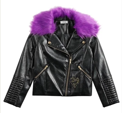 Mal Disney Descendants Jacket, Disney D-Signed, Blk Faux Leather, GIRLS MEDIUM  - Image 1 of 4