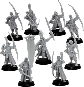 Elf Archers 10 Fantasy Elf Miniatures with Bows , DnD, Pathfinder, RPG Unpainted - Picture 1 of 6