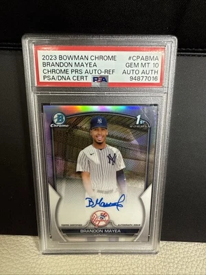 2023 Bowman Chrome Brandon Mayea Prospect Refractor Auto #/499 PSA 10 Yankees RC - Image 1 of 2