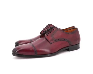NEW | $795 MEZLAN BOAS 10 M BURGUNDY BROGUE PUNCH CAP TOE DERBY LACE UP - Picture 1 of 19