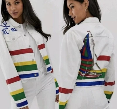 Chaqueta vaquera Polo Ralph Lauren bandera velero multicolor a rayas para mujer talla L” Foto 1 de 4