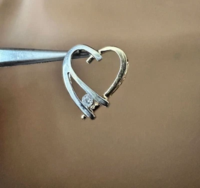 Estate 14K разноцветный золотой бриллиант «Сердце» подвеска - Изображение 1 из 4