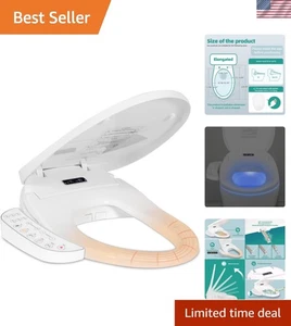 Elongated Smart Bidet Toilet Seat with Dryer, LED Light, and Touch Panel Control - Picture 1 of 10