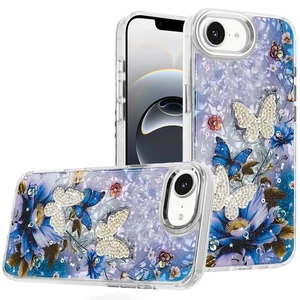 Funda para iPhone 16e Brillo Epoxi con Cuentas 3D Mariposas + Vidrio Templado - Imagen 1 de 24