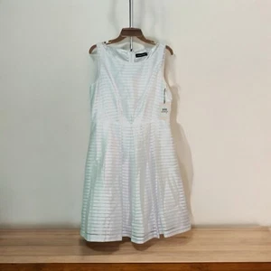 Ivanka Trump 12 elfenbeinfarben Chevron-Stitch Fit-and-Flare Kleid neu mit Etikett - Bild 1 von 8