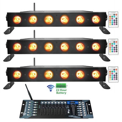 3) Rockville BEST STRIP 60 Black Rechargeable Light Bars+Wireless DMX Controller - Image 1 of 4