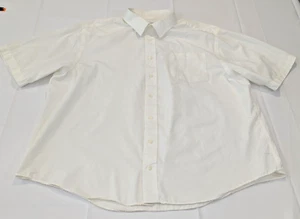 GEORGE Men's Short Sleeve Shirt 2XL Collared 18-18.5 Off White Buttom Up VGC - Imagen 1 de 9