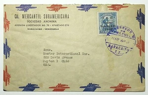1946 Maricaibo Venezuela Airmail Overprint Cover to Dayton Ohio - Picture 1 of 2