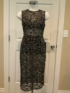 BCBG Max Azria schwarz & gold Blumen Spitze Riley Kleid $ 398, Größe 0, neu mit Etikett! - Bild 1 von 9