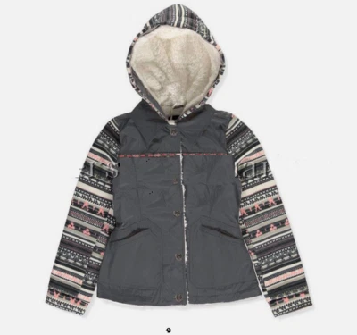 CHAQUETA JESSICA SIMPSON NIÑAS ISLA JUSTA CONTRASTE FORRO DE PIEL SINTÉTICA (Gris, 8) NUEVA CON ETIQUETAS Foto 1 de 2