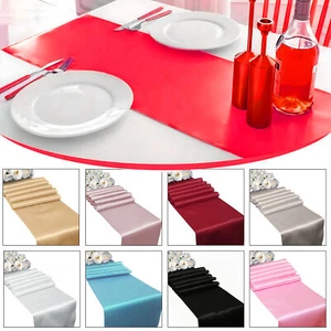 Corredor de mesa satinado para boda mesa de comedor banquete fiesta decoración 11"x108" - Imagen 1 de 58
