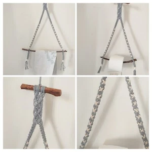 Porta rotolo cucina bagno legno da appendere Macramé | Portarrollos madera pared - Imagen 1 de 11