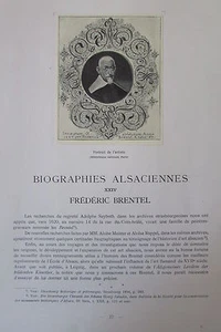 ALSACE BIOGRAPHY ALSACIENNE FREDERIC BRENTEL ENGRAVER PAINTER MINIATURIST - Picture 1 of 5