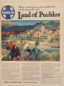 1947 vintage Santa Fe print ad. Lane Of Pueblo's - Bild 1 von 1