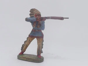 antike Sammlerfigur Elastolin Massefigur Indianer Krieger mit Gewehr - Picture 1 of 9