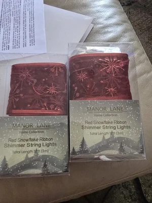 Juego de 2 luces de cadena Manor Lane Shimmer rojas de 10 pies Foto 1 de 2
