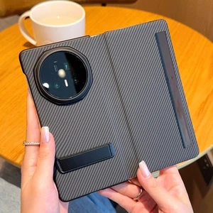 For Honor Magic V5, Luxury Carbon Fiber Smart Flip Leather KickStand Case Cover - Picture 1 of 13