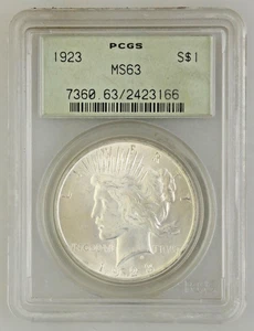 1923 Peace Silver Dollar MS63 PCGS - Picture 1 of 2