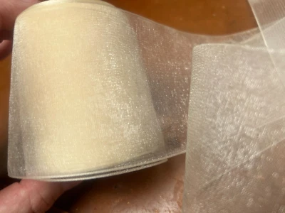 sheer ribbon reel 2.75" ivory 12yds Studio Clearance Sale - Image 1 of 4