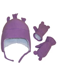 SCHÖNE MÜTZEN Mädchen Kleinkind Baby Winter Schnee Fleece Mütze und Fäustling Kopfbedeckung Ohren - Bild 1 von 1