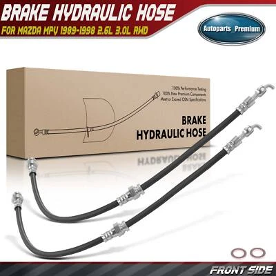 2 mangueras hidráulicas de freno delanteras izquierda y derecha para Mazda MPV 1989-1998 L4 2,6 L V6 3,0 L TRACCIÓN TRASERA Foto 1 de 4