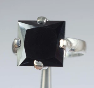 11.86 KT / 12 MM Nero Diamante Solitario Taglio Quadrato Certificato Anello - Foto 1 di 7