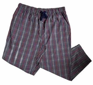 Roundtree Yorke Men Pants Pajama 2XB Lounge Sleep Cotton Pockets Plaid Gray Red - Picture 1 of 12