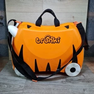Trunki Tiger Suitcase Sit On Pull Along Orange Cabin Case With Strap And Key UK - Picture 1 of 23