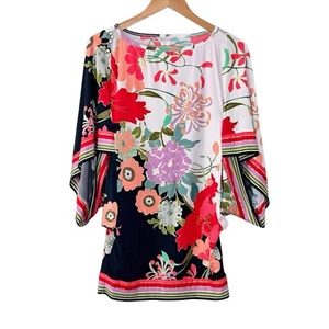 Trina Turk Womens Swim Cover Up Dress Sz XS Royal Boho Botanical Floral - Picture 1 of 13