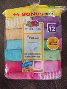 FRUIT OF THE LOOM GIRLS COTTON BRIEFS 14 PACK SIZE 12 MULTI COLORED BG236 - Picture 1 of 3