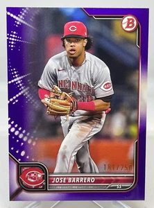 Papel púrpura José Barrero 2022 Bowman paralelo #181/250 rojos Cincinnati - Imagen 1 de 3