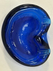 Blenko Glass ~ TURQUOISE BLUE ASHTRAY ~ Free Form - Picture 1 of 11