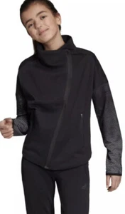 Adidas Girl's Heart Racer Crop Track Jacket SZ Small Mesh Sleeves Black NWT $55 - Imagen 1 de 7