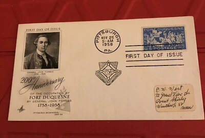 First Day Issue,Fort Duquesne,200th Anniversary (1758-1958), 4 cent,Nov 25, 1958 - Image 1 of 3