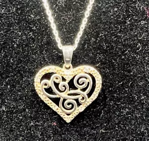 Collar de plata de ley - DISEÑADOR SU blanco circonita cúbica corazón amor 18" - 2,8 g - Imagen 1 de 8