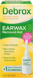 Debrox Ear Wax Removal Drops Gentle Microfoam Ear Wax Remover 0.5 Fl Oz - Picture 1 of 5