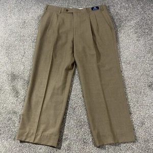 Paul Fredrick Pleated Dress Pants Mens Size 38 X 29 Tan Zigone Wool Classic Fit - Picture 1 of 11