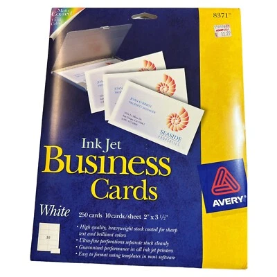 Business Cards | Avery | Matt White | 8371 | 250 cnt. | 2''x3 1/2'' | NOS - Image 1 of 2