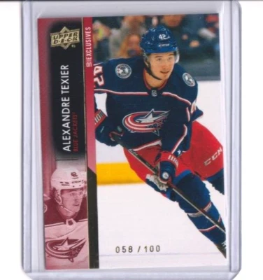 2021-22 Upper Deck Series 2 UD Exclusives 306 Alexandre Texier /100 Blue Jackets - Image 1 of 2