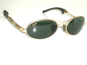 VINTAGE B&L RAY-BAN W2177 G15 MATTE GOLD ECLIPSE BIKERS ORBS SUNGLASSES w/CASE - Picture 1 of 6