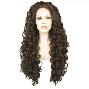 Ebingoo + Hair Cap Long Brown Wig for Women Brown Lace Front Wig Dark Long Cu... - Picture 1 of 4