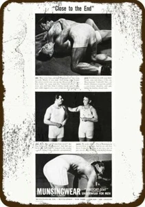 1942 MUNSINGWEAR Men's Underwear Vintage Look Metal Sign - JOE & JACK WRESTLE - Picture 1 of 1