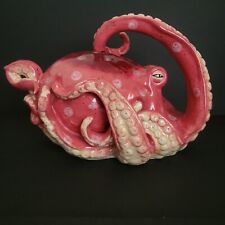 Blue Sky Ceramics Octopus Teapot Retired 2014 Red Pink Heather Goldminc