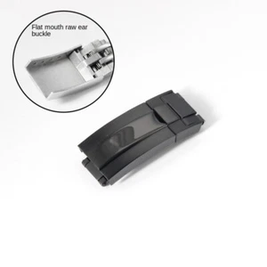 Premium Stainless Steel Folding Clasp for Rolex Rubber Strap Metal Buckle 16x9mm - Picture 1 of 19