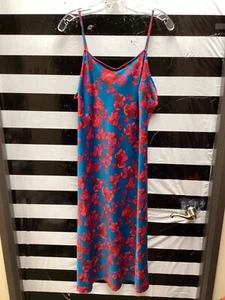 Women NWT "A New Day" red, teal spaghettii strap slip dress. Size L. Reg. $24.99 - Picture 1 of 2