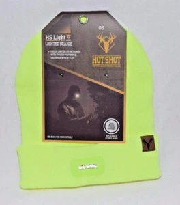 Hot Shot Men 5 Bulb LED Lighted Knit Beanie Cap Hat One Size Chartreuse Yellow - Picture 1 of 1