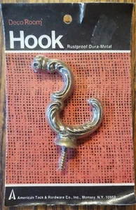 Vintage 1968 American Tack & Hardware Double Hook Wall Hanger Antique Gold New - Picture 1 of 4